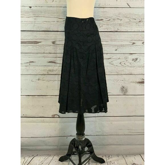 Rafaella Black Cotton Pleated Knee Length Lined Textured Skirt 8 - Picture 6 of 7